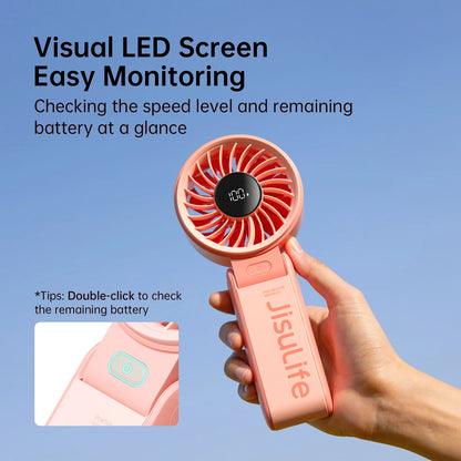 JISULIFE LIFE7 Portable Handheld Fan – 3600mAh, 5-Speed, LED