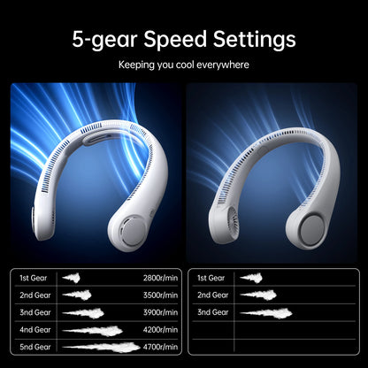 JISULIFE FA14X Portable Neck Fan – 5000mAh, 5-Speed, Upgraded Neck Support