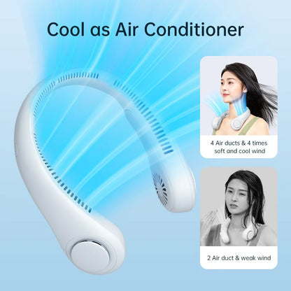 Přenosný krční ventilátor JISULIFE FA14 – 4000 mAh, 3 rychlosti, bez lopatek