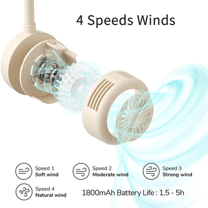 Přenosný krční ventilátor JISULIFE FA25 s USB – nastavitelný o 360°, bez lopatek, 4 rychlosti