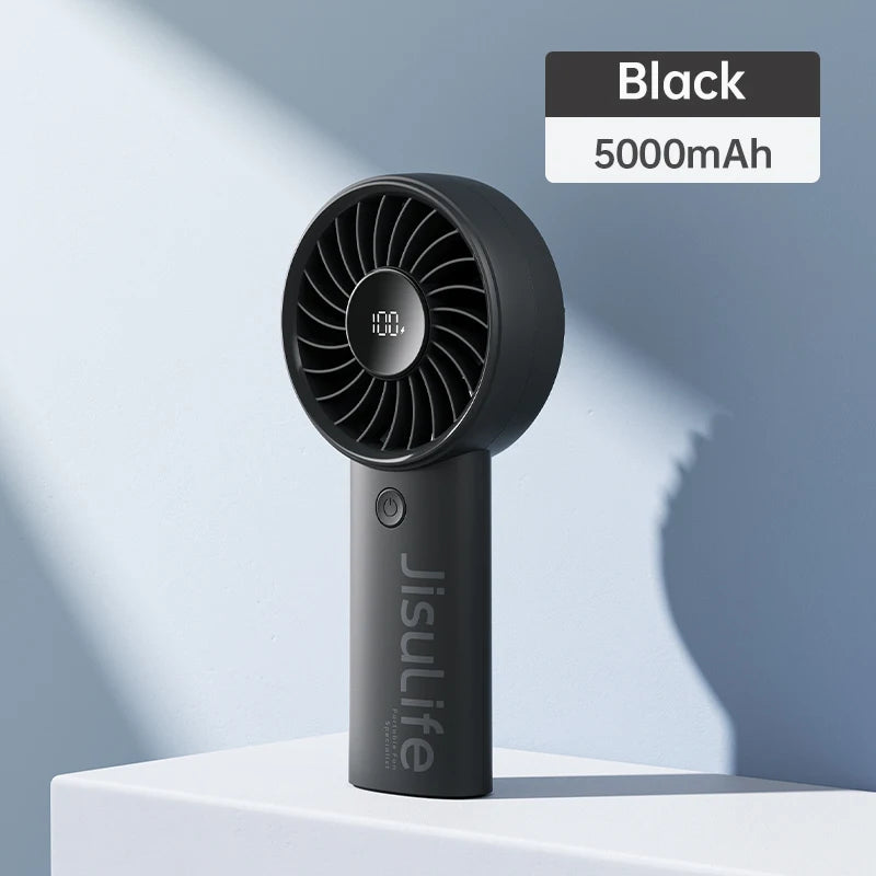 JISULIFE LIFE4 Handheld Fan – 5000mAh, 5-Speed, LED Display, Safety Lock