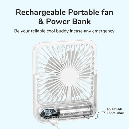 JISULIFE Portable Desk Fan – Quiet, USB Rechargeable, 4 Speeds
