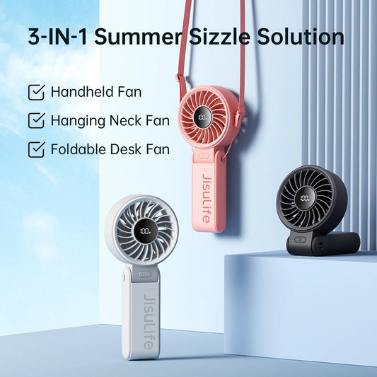 JISULIFE LIFE7 Portable Handheld Fan – 5000mAh, 5-Speed, 3-in-1