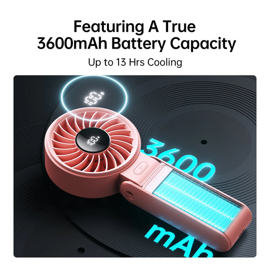 Přenosný ruční ventilátor JISULIFE LIFE7 – 3600 mAh, 5 rychlostí, LED