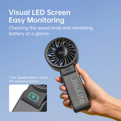 JISULIFE LIFE7 Portable Handheld Fan – 5000mAh, 5-Speed, 3-in-1