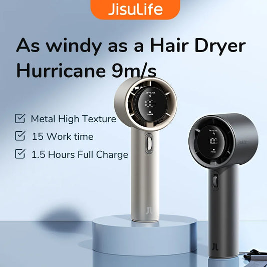 JISULIFE FA53 Pro Mini Handheld Fan – 5000mAh, 100 Speeds, LED