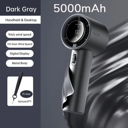 JISULIFE FA53 Pro Mini Handheld Fan – 5000mAh, 100 Speeds, LED