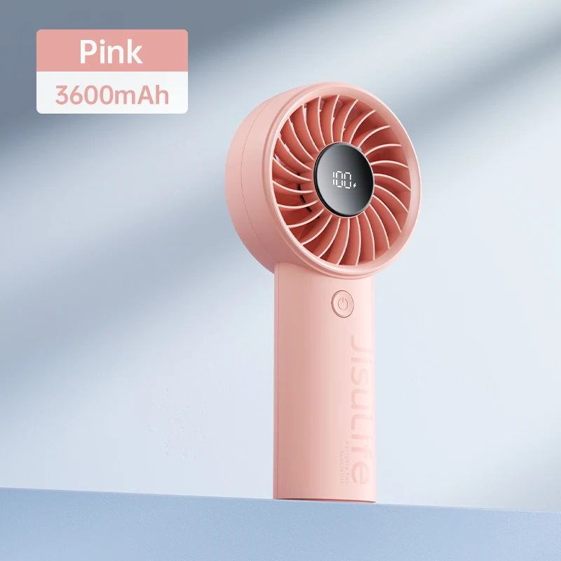 JISULIFE LIFE4 Handheld Fan – 5000mAh, 5-Speed, LED Display, Safety Lock