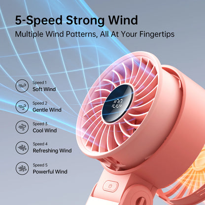 JISULIFE LIFE7 Portable Handheld Fan – 3600mAh, 5-Speed, LED