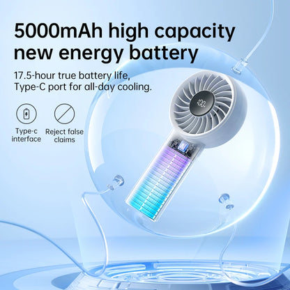 JISULIFE LIFE4 Handheld Fan – 5000mAh, 5-Speed, LED Display, Safety Lock