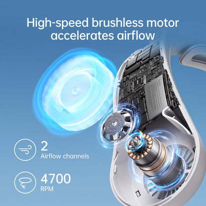 JISULIFE FA14X Portable Neck Fan – 5000mAh, 5-Speed, Upgraded Neck Support