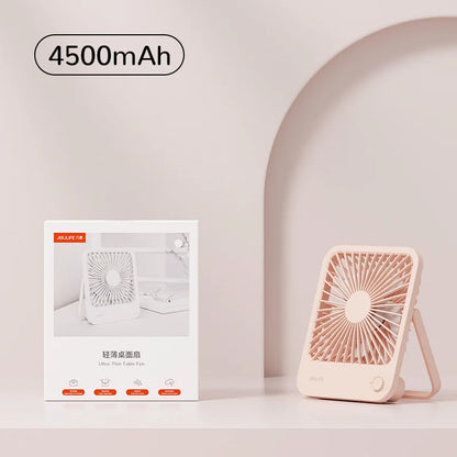 JISULIFE Portable Desk Fan – Quiet, USB Rechargeable, 4 Speeds