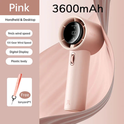 JISULIFE FA53 Pro Mini Handheld Fan – 5000mAh, 100 Speeds, LED