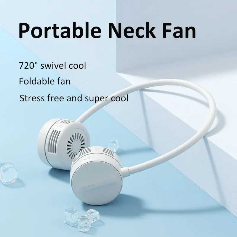 Přenosný krční ventilátor JISULIFE FA25 s USB – nastavitelný o 360°, bez lopatek, 4 rychlosti