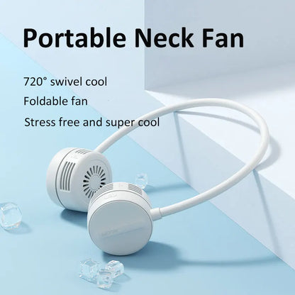 Přenosný krční ventilátor JISULIFE FA25 s USB – nastavitelný o 360°, bez lopatek, 4 rychlosti