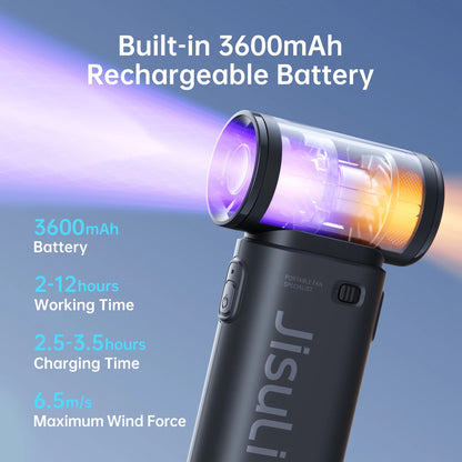 JISULIFE LIFE9 Portable Handheld Turbo Fan – 3600mAh, 5-Speed