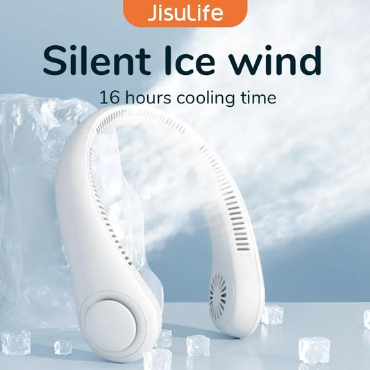 Přenosný krční ventilátor JISULIFE FA14 – 4000 mAh, 3 rychlosti, bez lopatek
