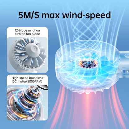 JISULIFE LIFE4 Handheld Fan – 5000mAh, 5-Speed, LED Display, Safety Lock