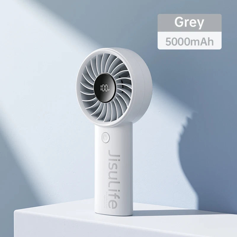 JISULIFE LIFE4 Handheld Fan – 5000mAh, 5-Speed, LED Display, Safety Lock
