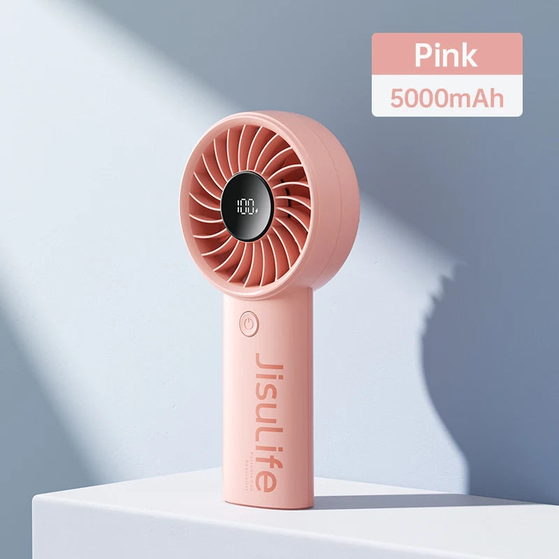 JISULIFE LIFE4 Handheld Fan – 5000mAh, 5-Speed, LED Display, Safety Lock