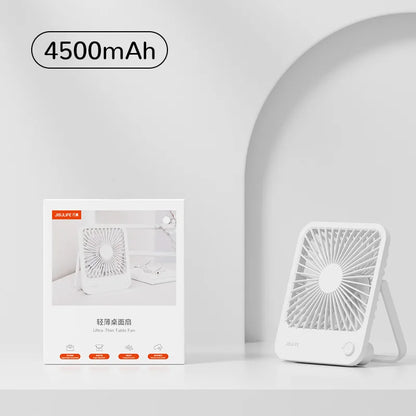 JISULIFE Portable Desk Fan – Quiet, USB Rechargeable, 4 Speeds