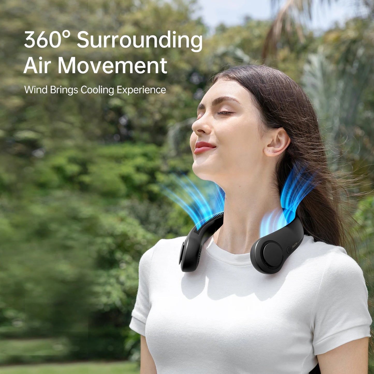 JISULIFE FA14 Portable Neck Fan – Bladeless, 5-Speed, 4000mAh